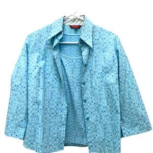 Bianca Spender Cotton Long Sleeved Shirt with Matching Knit Short Sleeved Shirt